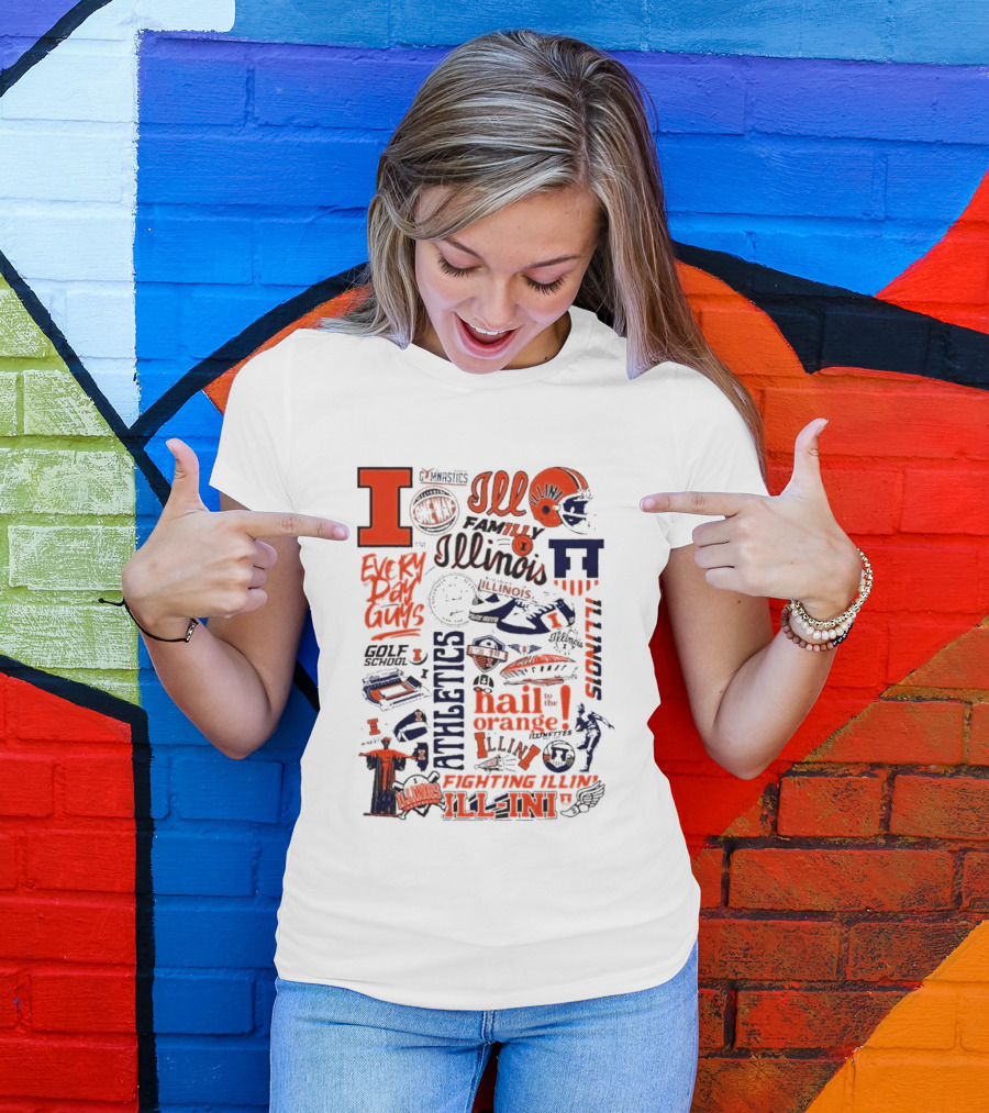 Illinois Fighting Illini Athletics Symbols Illini Orange Blue Football Basketball Golf Illini Till I Die T-Shirt