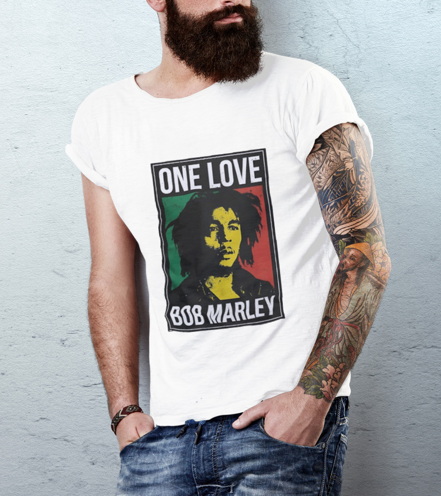 One Love Bob Marley Reggae Rastafarian Tricolor T-Shirt