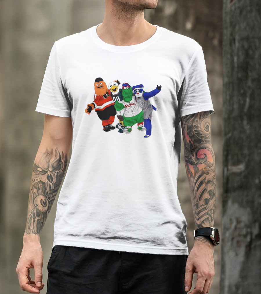 Philly Mascots Gritty Swoop Phanatic Franklin 2026 Sports Characters T-Shirt