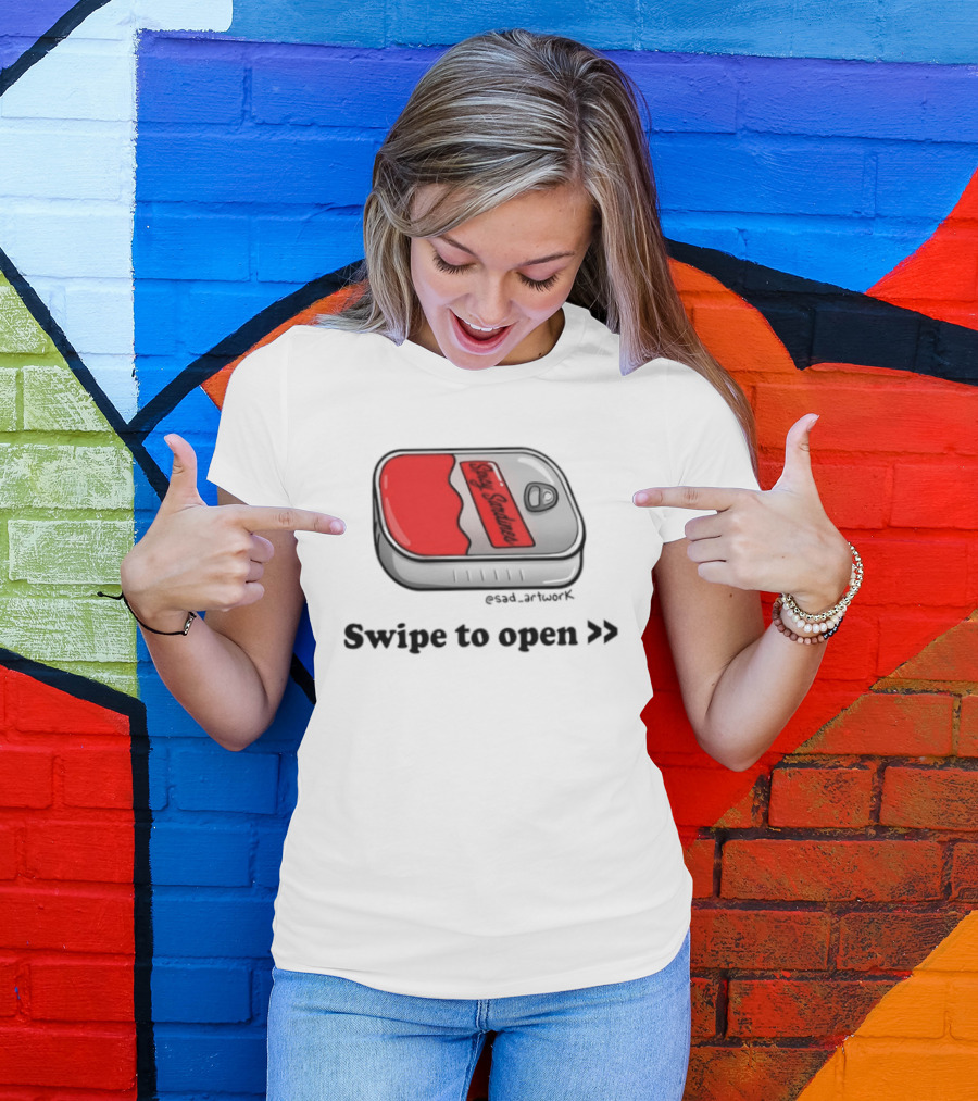 Spicy Sardines Swipe To Open Can Print T-Shirt