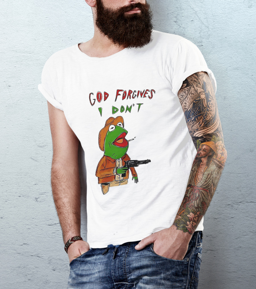 Yeehaw Kermit God Forgives I Don't Cowboy Humor T-Shirt