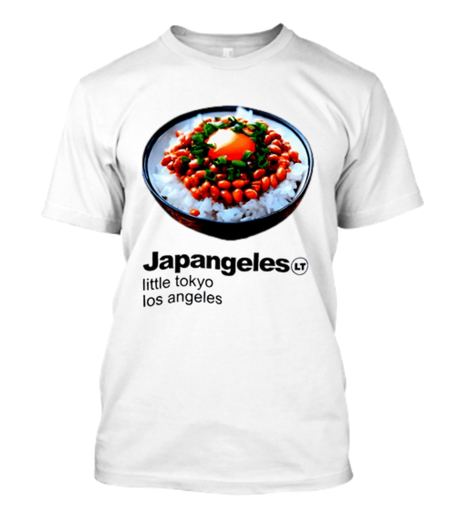 Japangeles Little Tokyo Los Angeles Natto Gohan Bowl With Egg And Scallions T-Shirt