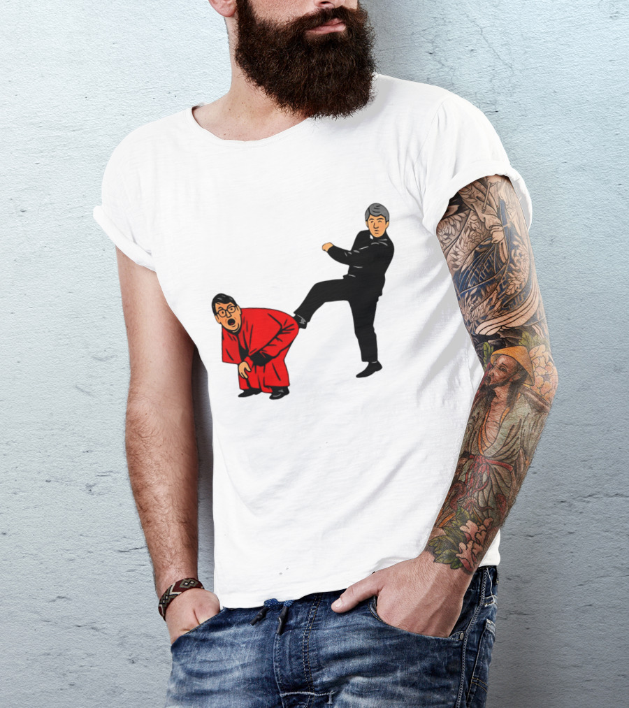 Kicking Random Man Up The Arse Funny Comic Scene T-Shirt