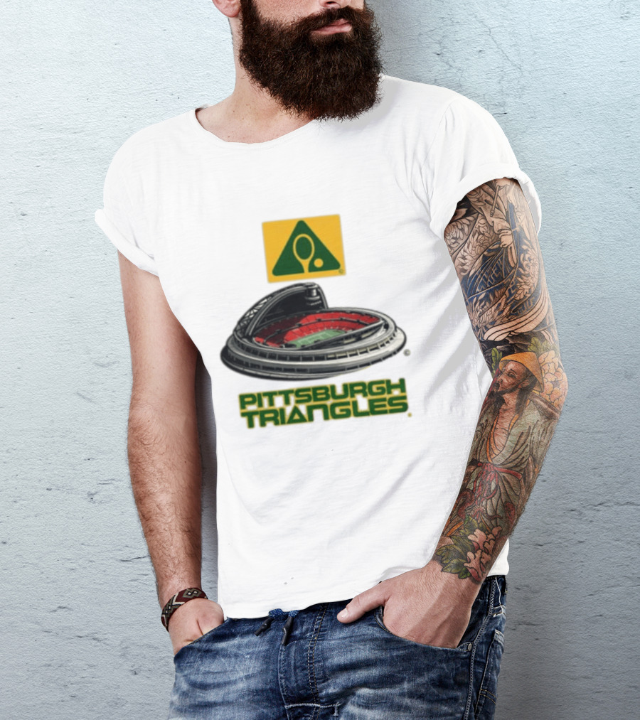 Pittsburgh Triangles Tennis Stadium With Tennis Racket T-Shirt