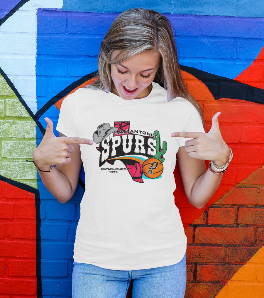 San Antonio Spurs 1973 Cactus Texas Basketball Cowboy Hat T-Shirt