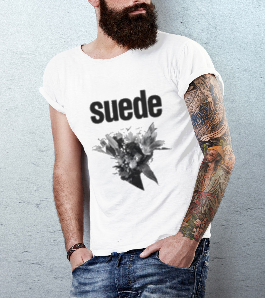 Suede Disintegrate Black And White Floral Explosion T-Shirt
