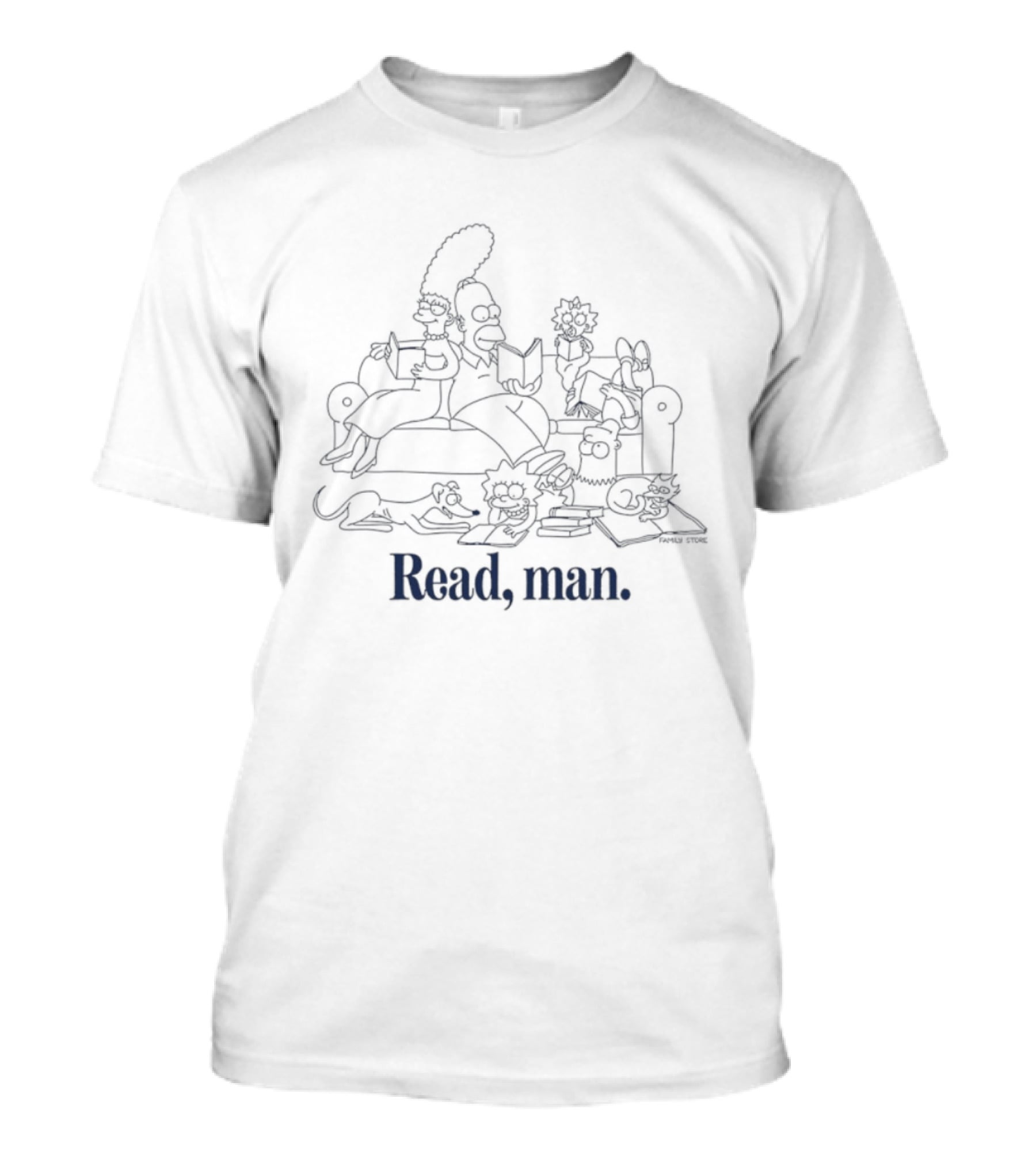 The Simpsons Read Man Family Couch Pose Reading Books T-Shirt