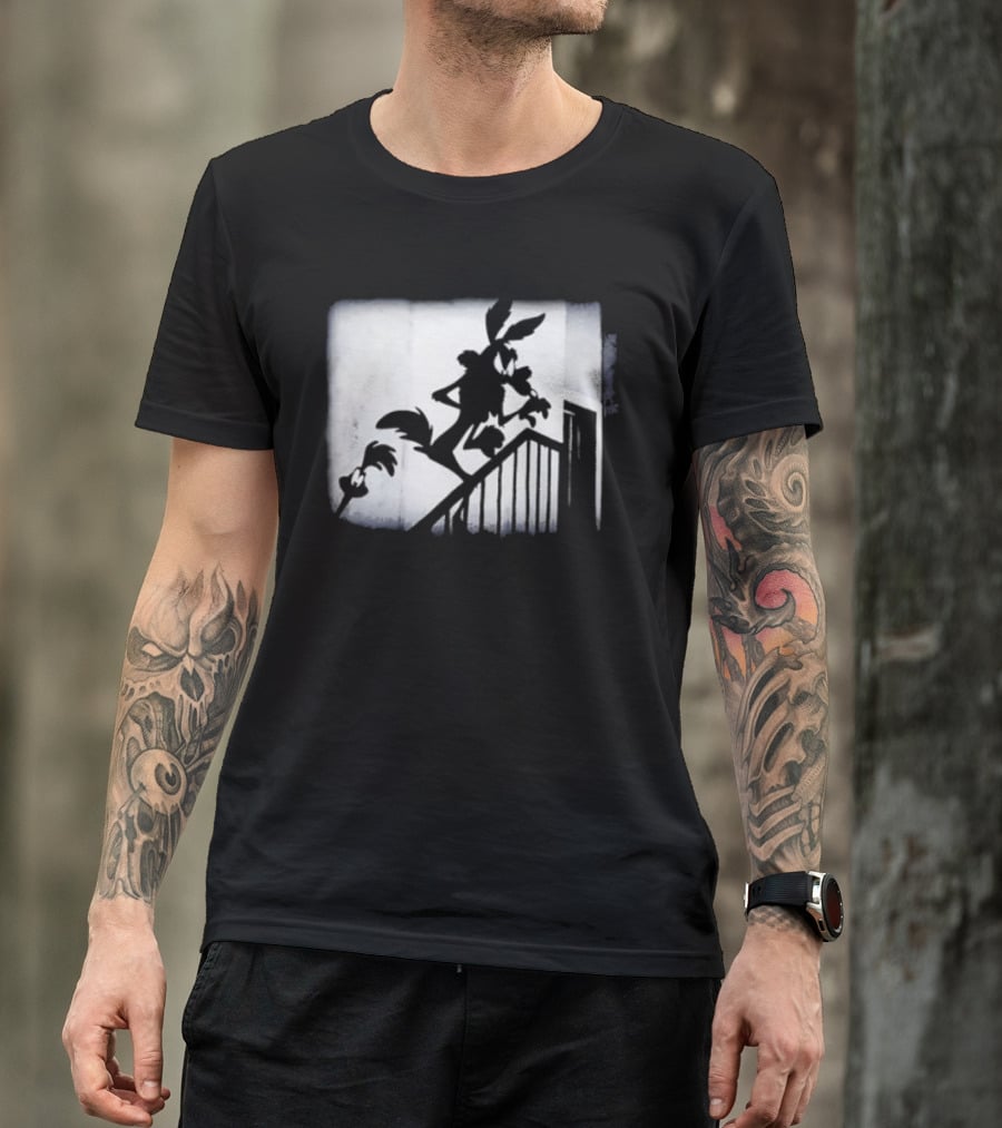 Wilesferatu Wile E. Coyote Road Runner Looney Tunes Silhouette Stairs T-Shirt