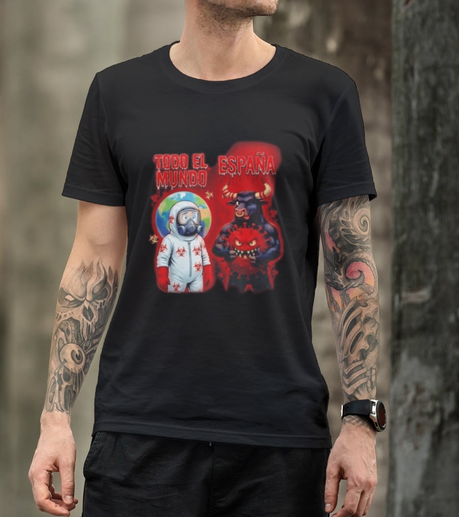 Todo El Mundo España Hantavirus 2026 Hazmat Bull And Virus T-Shirt
