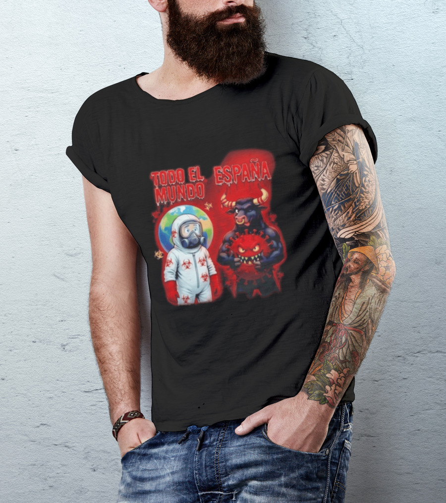 Todo El Mundo España Hantavirus 2026 Hazmat Bull And Virus T-Shirt