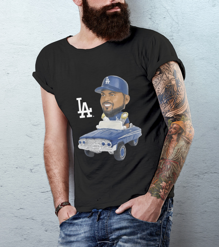 LA Dodgers Ice Cube Bobblehead Classic Cap Low Rider T-Shirt