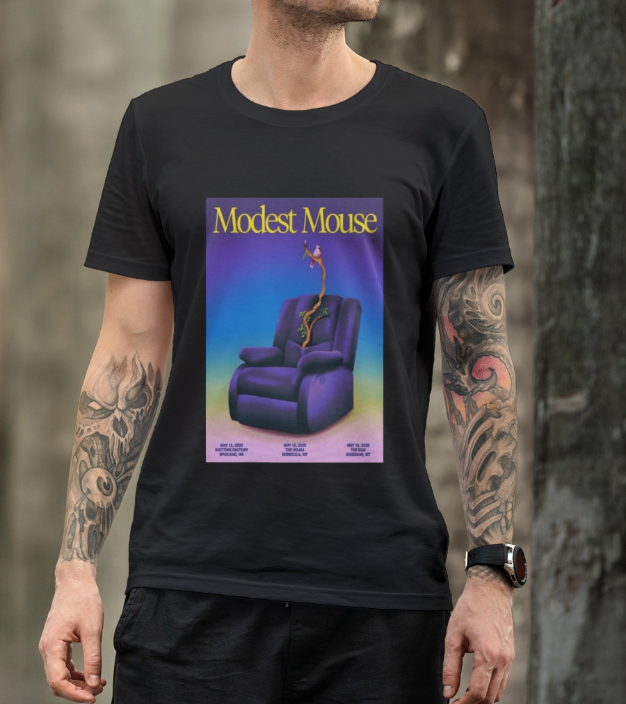 Modest Mouse Tour May 2026 Recliner And Tree Bozeman MT The Elm T-Shirt