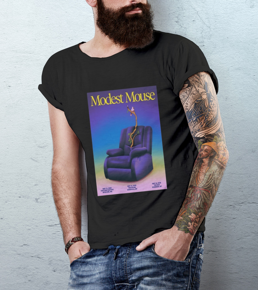 Modest Mouse Tour May 2026 Recliner And Tree Bozeman MT The Elm T-Shirt