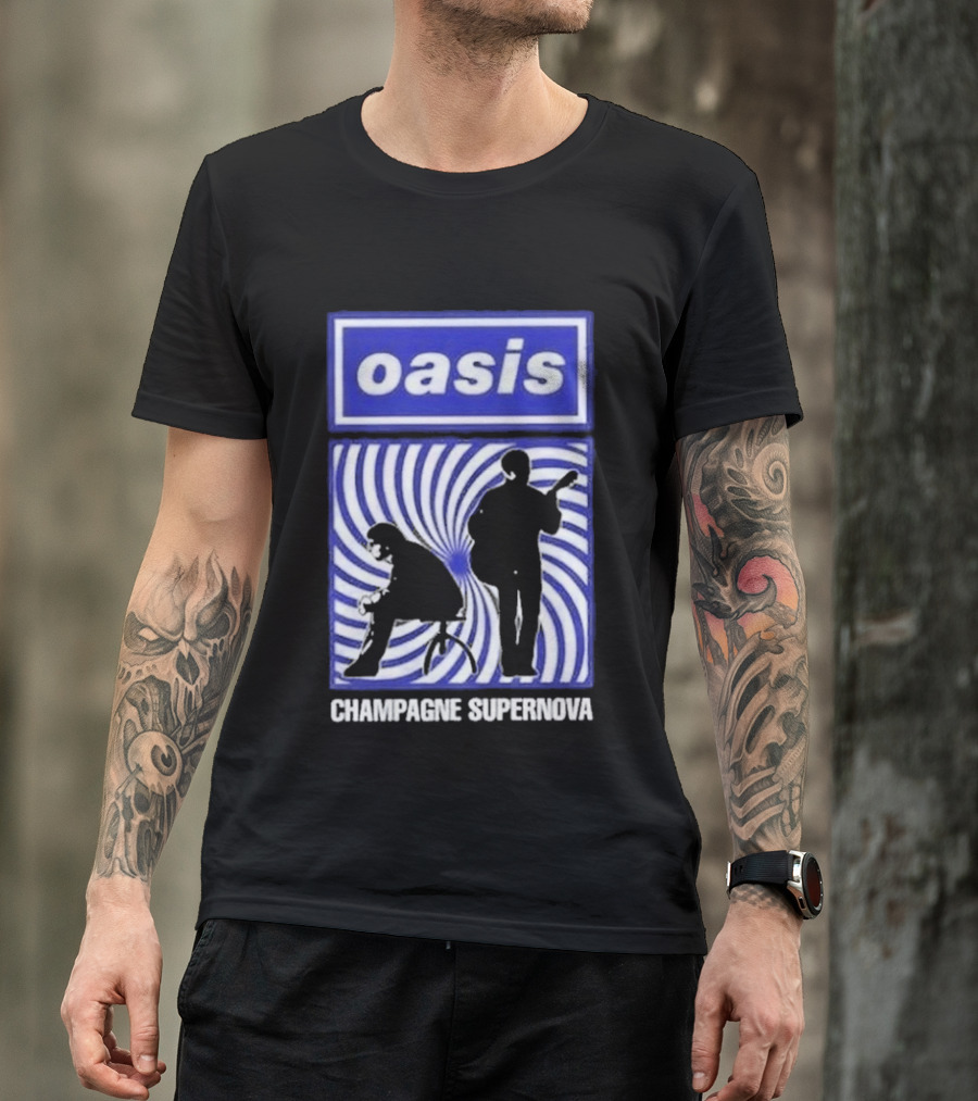 Oasis Champagne Supernova Band Silhouette Spiral T-Shirt
