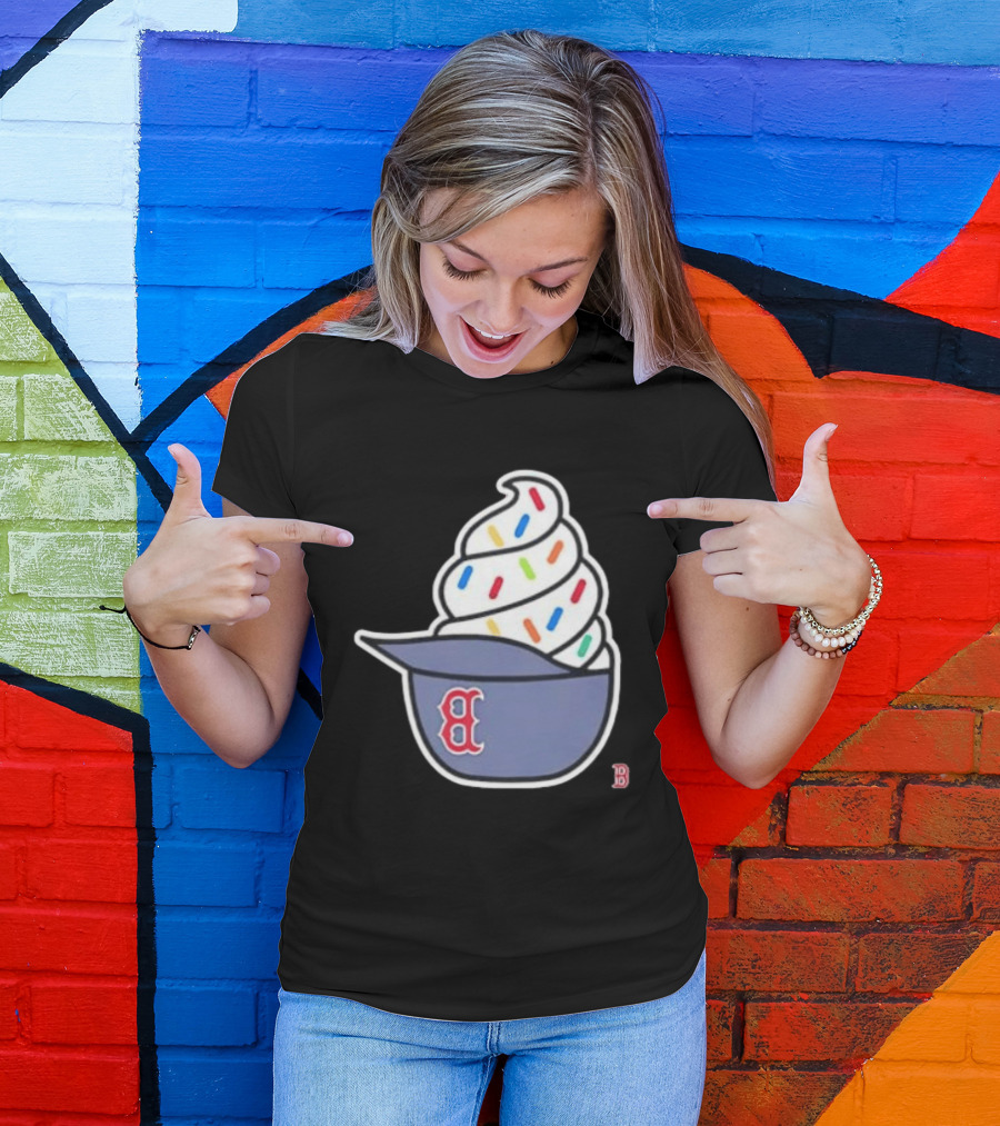 Boston Red Sox Ice Cream Helmet With Sprinkles Baseball Fans T-Shirt