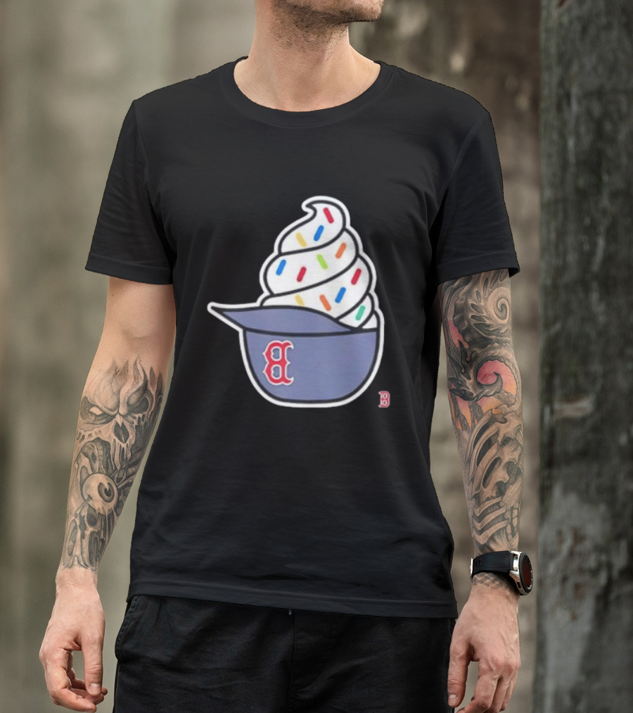 Boston Red Sox Ice Cream Helmet With Sprinkles Baseball Fans T-Shirt