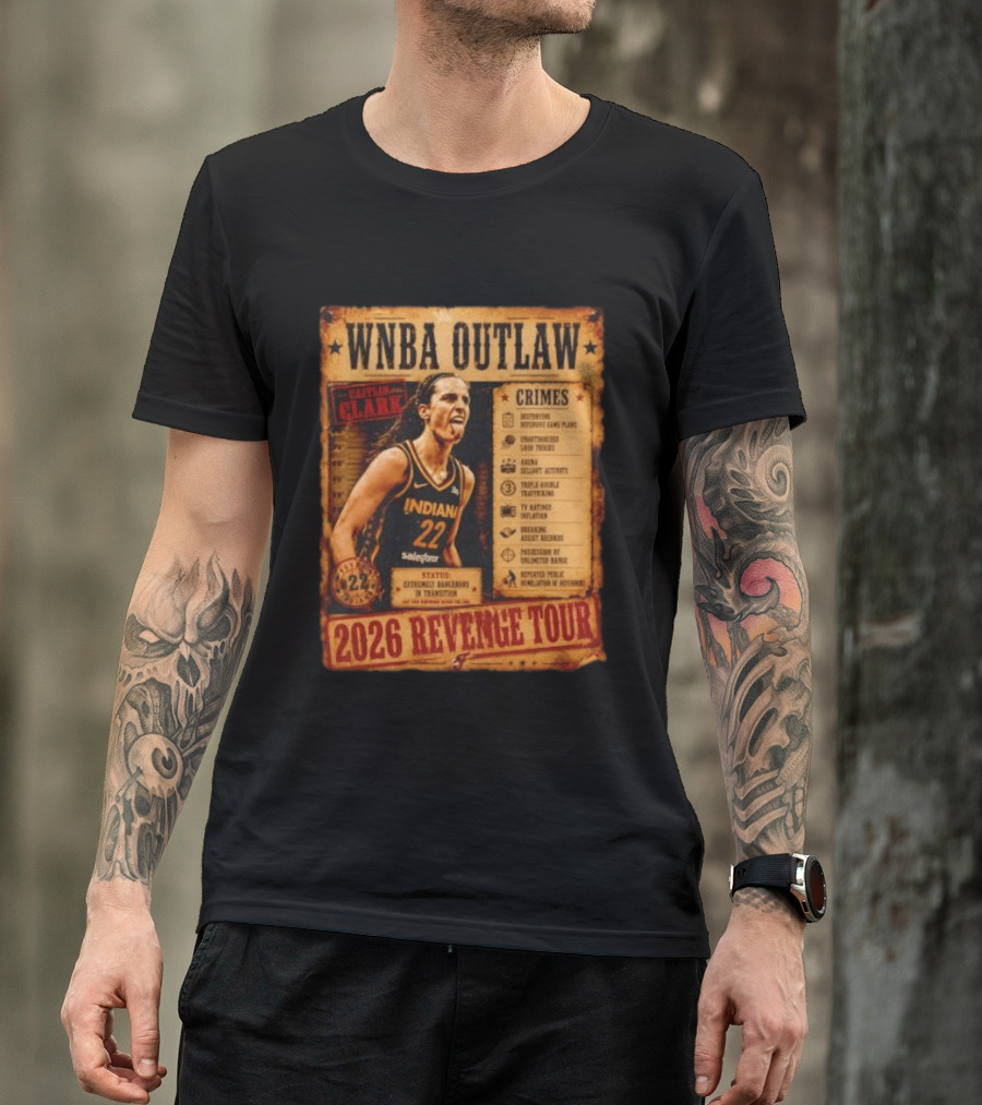 WNBA Outlaw Caitlin Clark Indiana 2026 Revenge Tour T-Shirt