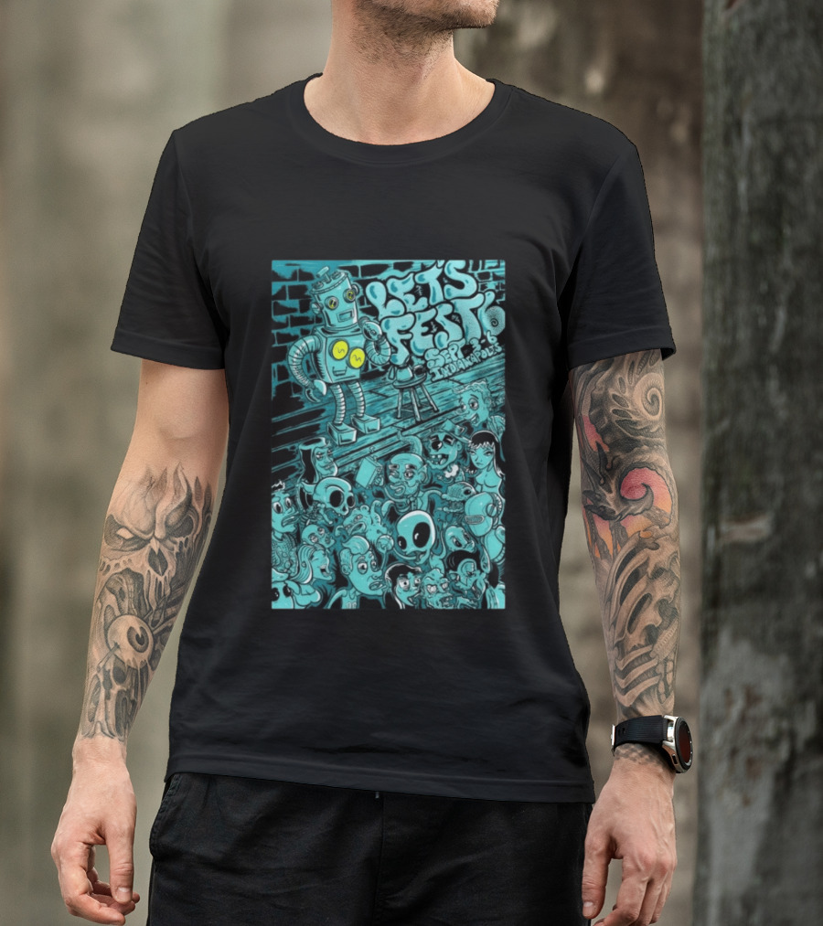 LET'S FEST 6 SEP 9 6 2026 Indianapolis Robot And Alien Crowd T-Shirt