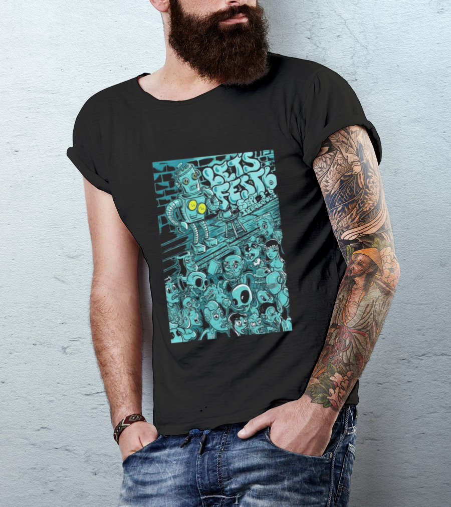 LET'S FEST 6 SEP 9 6 2026 Indianapolis Robot And Alien Crowd T-Shirt