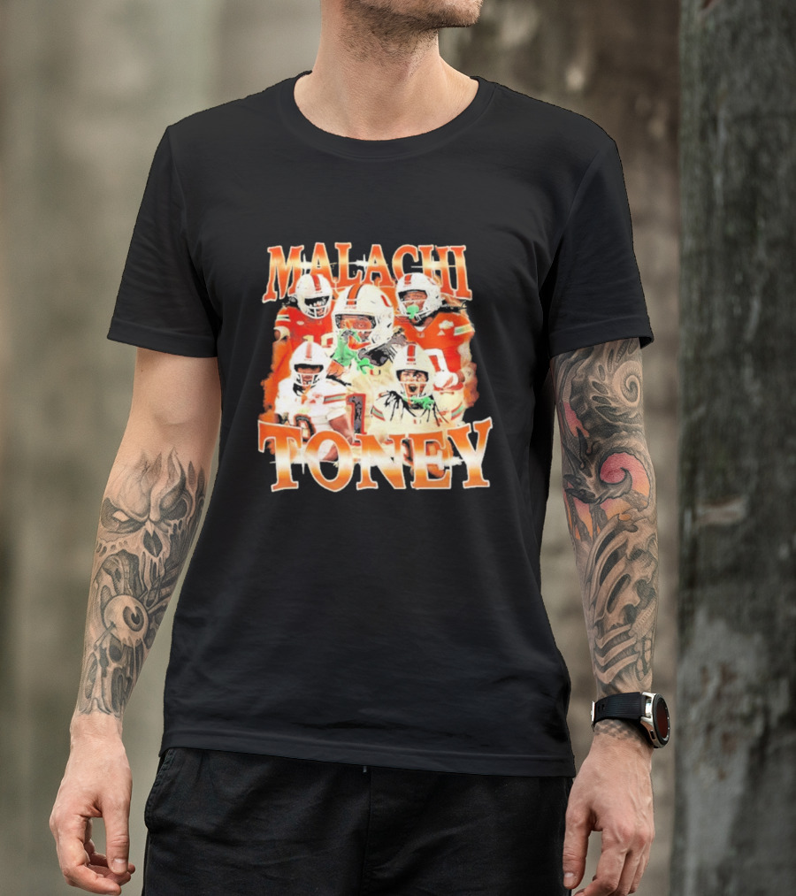 Malachi Toney Miami Hurricanes Football Collage T-Shirt