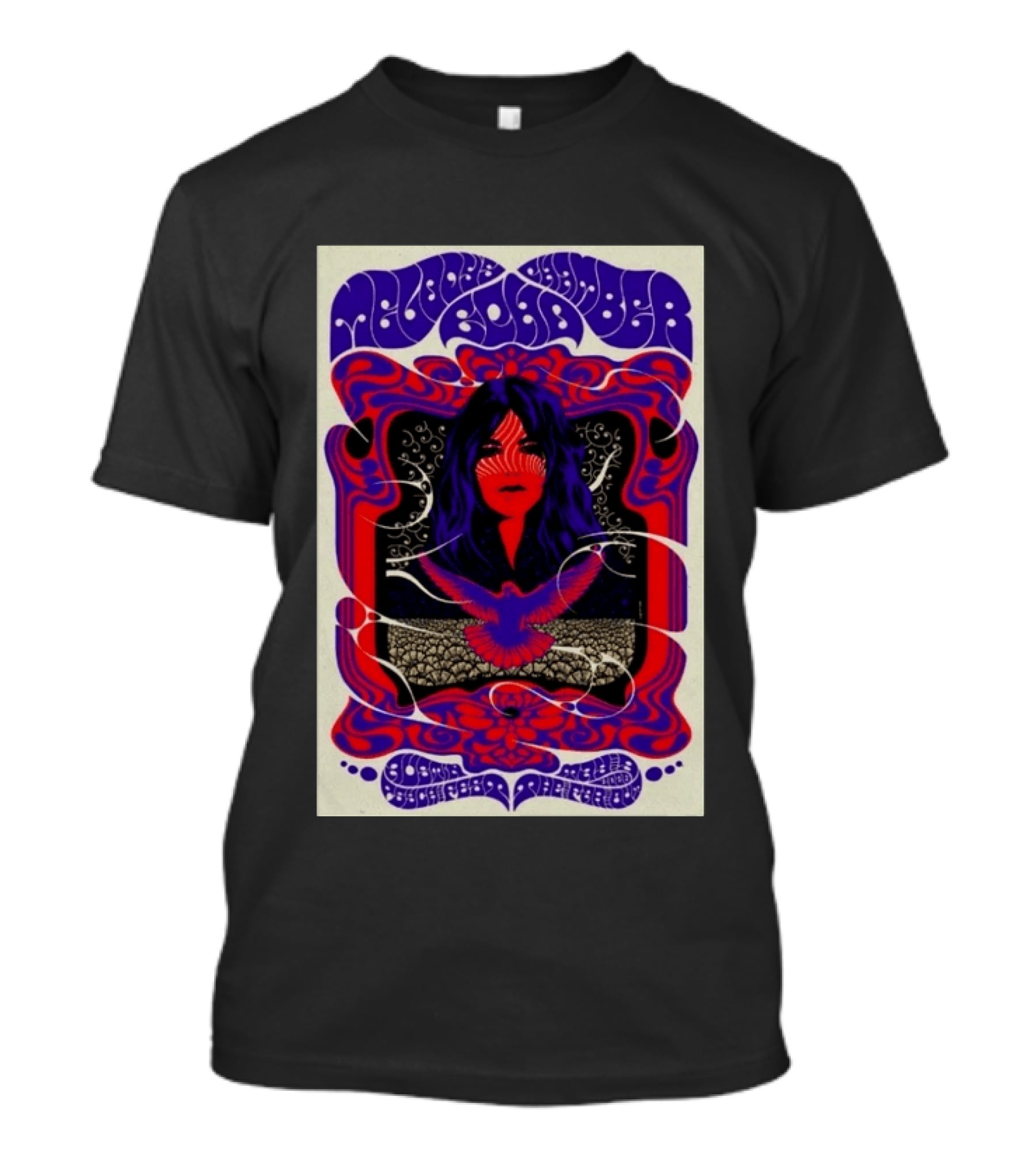 Melody's Echo Chamber Austin Psych Fest 2026 May 9 Austin TX Psychedelic Art Red Purple Woman Bird T-Shirt