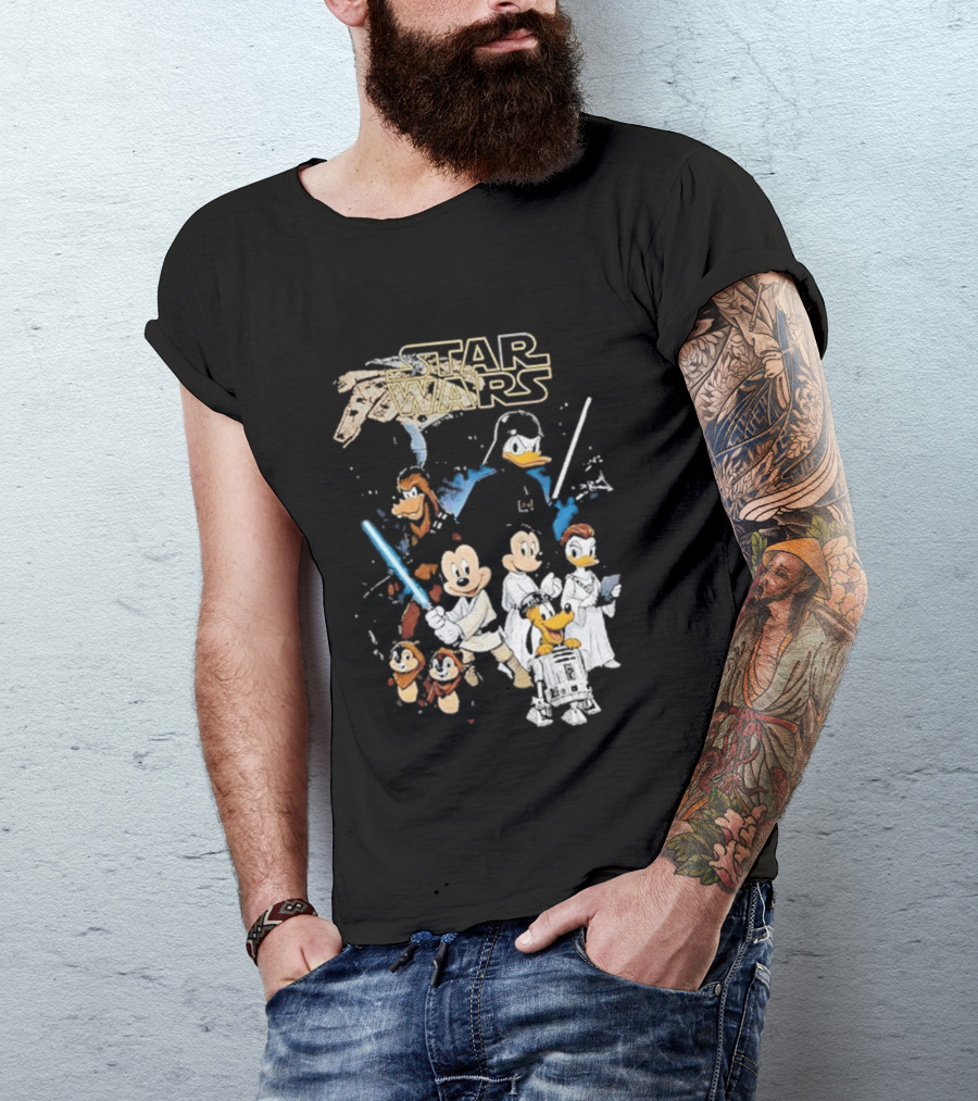 Star Wars Disney Mickey And Friends Sci Fi Cartoon Characters T-Shirt