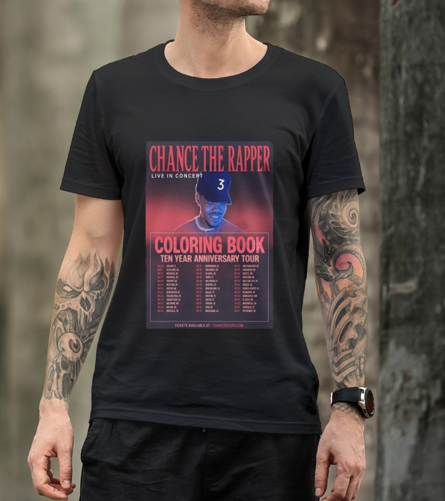 Chance The Rapper Live In Concert Coloring Book Ten Year Anniversary Tour 2026 T-Shirt