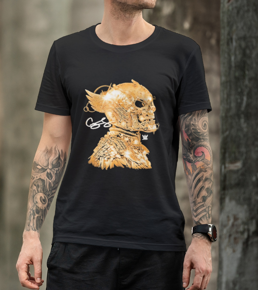 Cody Rhodes Gold Skull Mask Winged WW T-Shirt