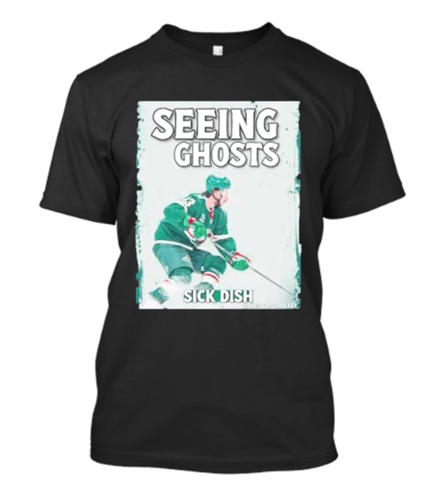 Seeing Ghosts Quinn Hughes Sick Dish Hockey T-Shirt