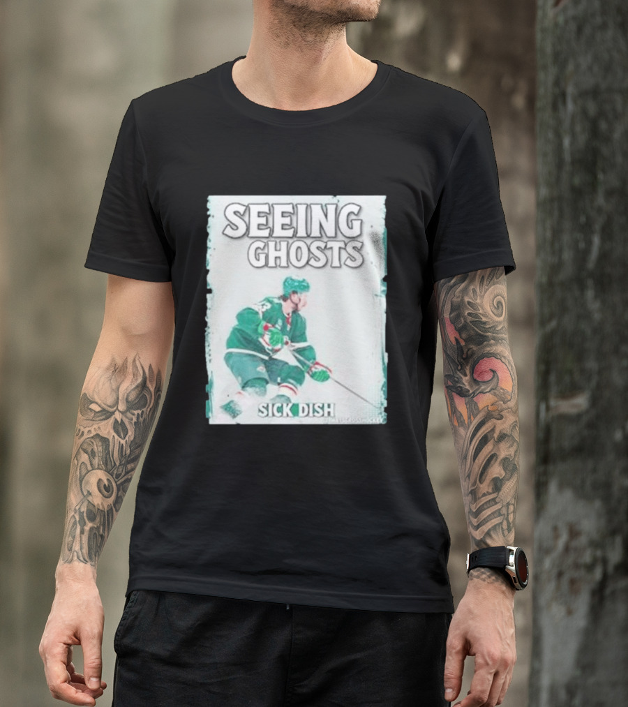 Seeing Ghosts Quinn Hughes Sick Dish Hockey T-Shirt