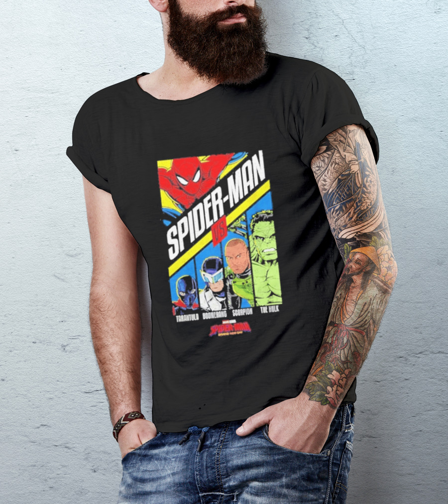 Spider Man VS Tarantula Boomerang Scorpion The Hulk Marvel Superheroes Showdown T-Shirt