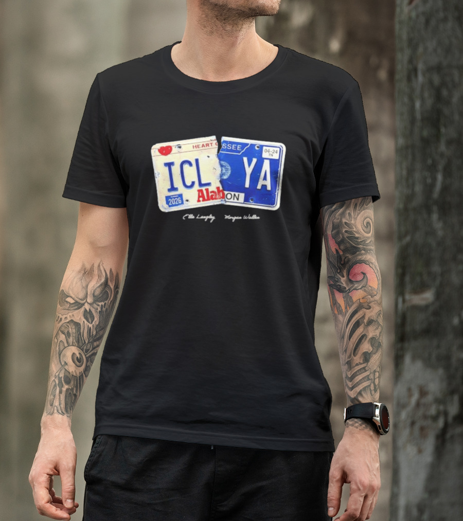 I Can't Love You Anymore Alabama Tennessee License Plate Heart Breakup T-Shirt