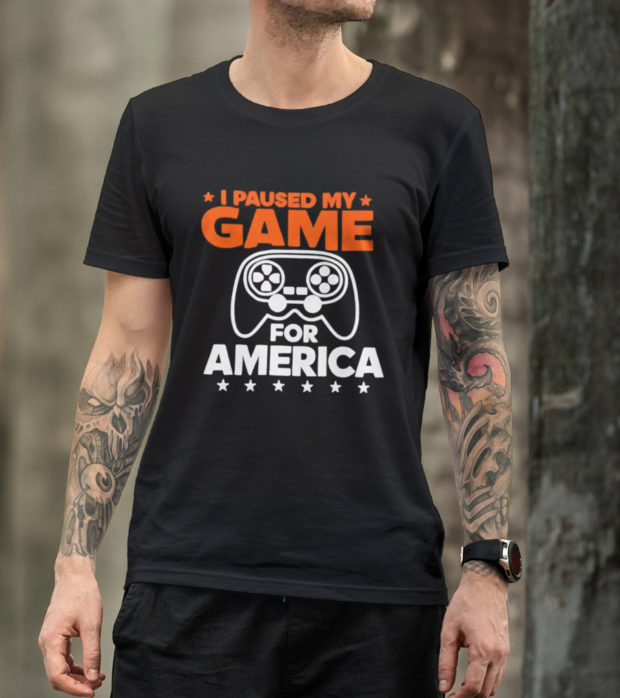 I Paused My Game For America Video Game Controller Stars T-Shirt
