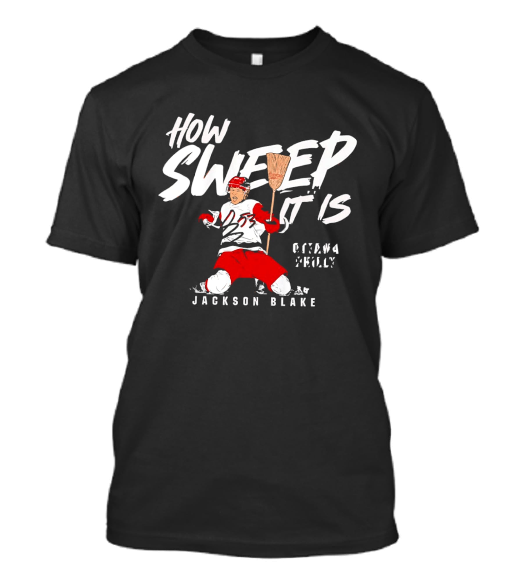 Jackson Blake How Sweep It Is Hockey Ottawa Philly Broom T-Shirt