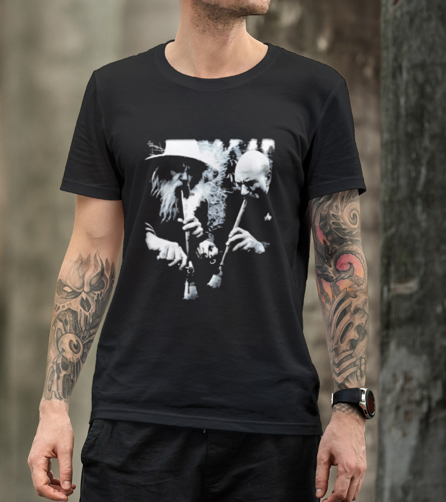Wizard And Space Captain Smoking Cosmic Meme Scene T-Shirt