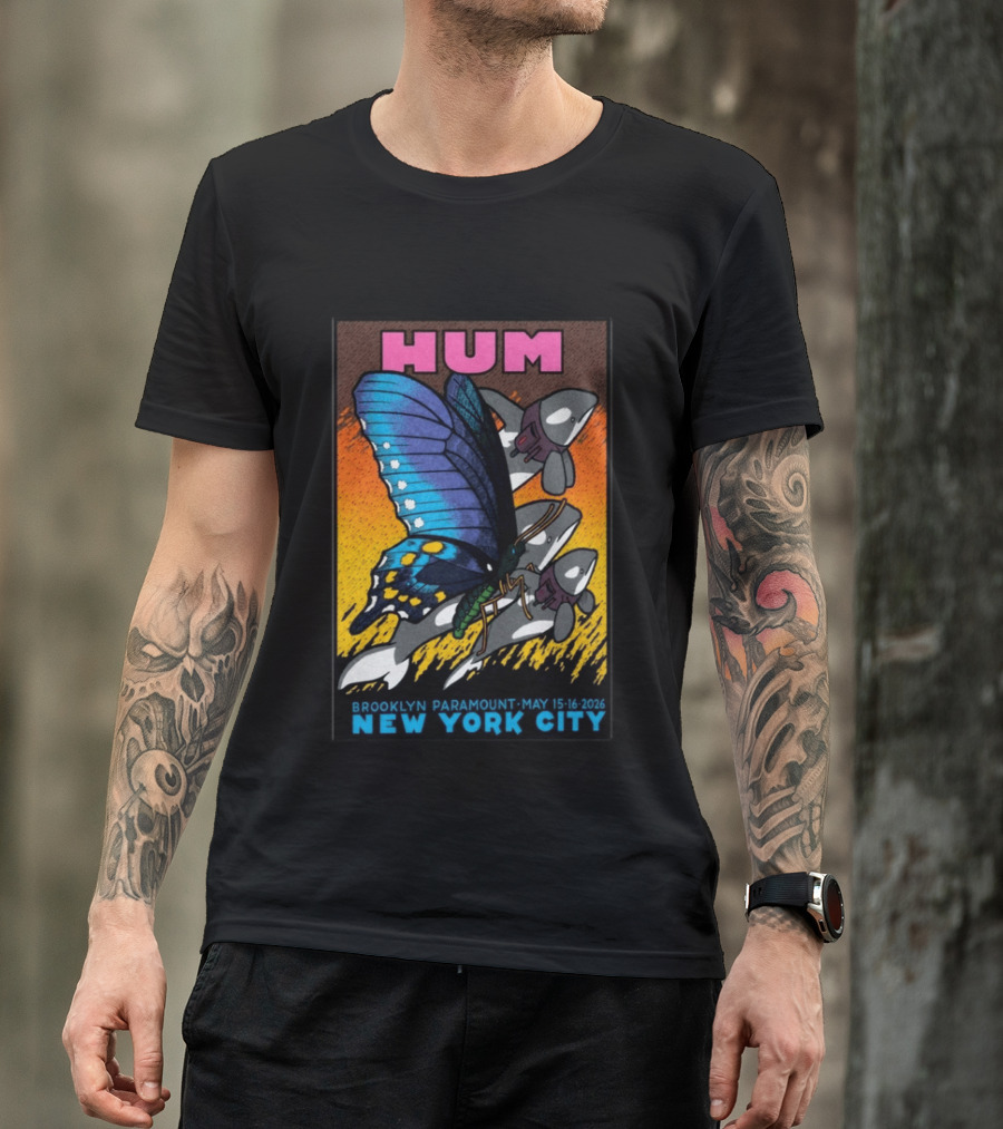 HUM Brooklyn Paramount May 15 16 2026 New York City Butterfly And Spaceships T-Shirt