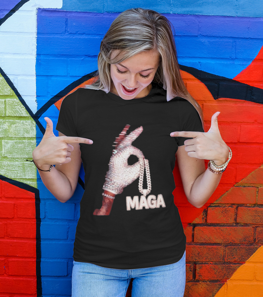 MAGA Iceman Hand Gesture With Diamond Encrusted Jewelry T-Shirt