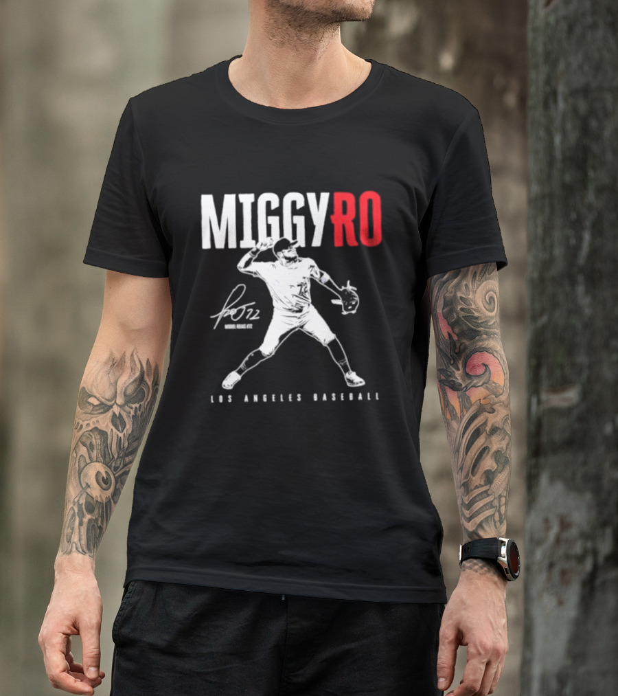 Miguel Rojas 72 Los Angeles Baseball MiggyRo Player Signature T-Shirt