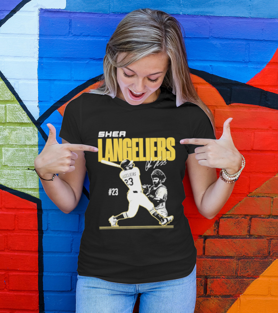 Shea Langeliers 23 Athletics Baseball Slugger Swing Signature T-Shirt