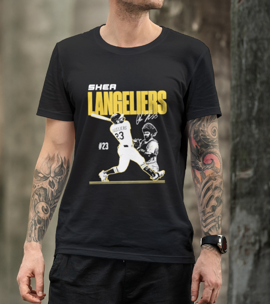 Shea Langeliers 23 Athletics Baseball Slugger Swing Signature T-Shirt