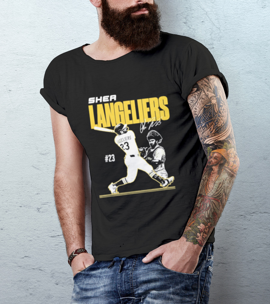 Shea Langeliers 23 Athletics Baseball Slugger Swing Signature T-Shirt