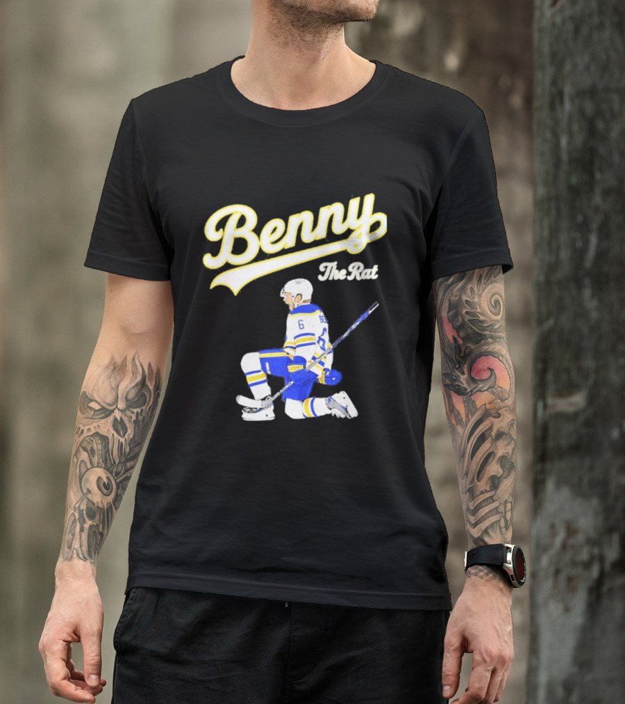 Benny The Rat Buffalo Sabres Number 6 Hockey Player Kneeling T-Shirt