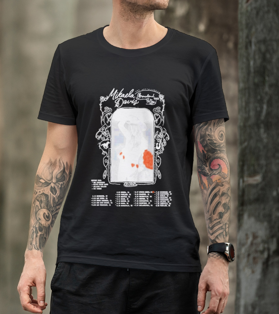 Mikaela Davis Graceland Way Tour 2026 With Dates And Rose Accents T-Shirt