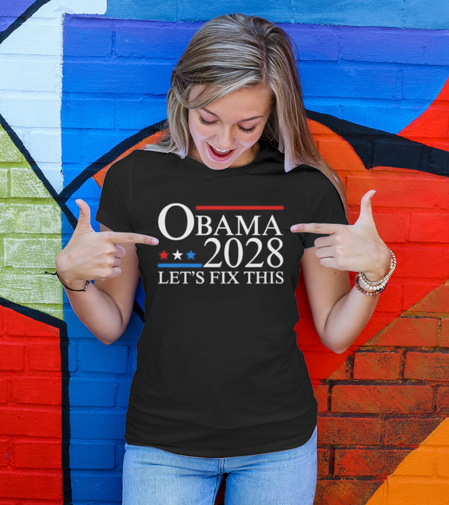 Obama 2028 Let's Fix This Red White Blue Stars T-Shirt