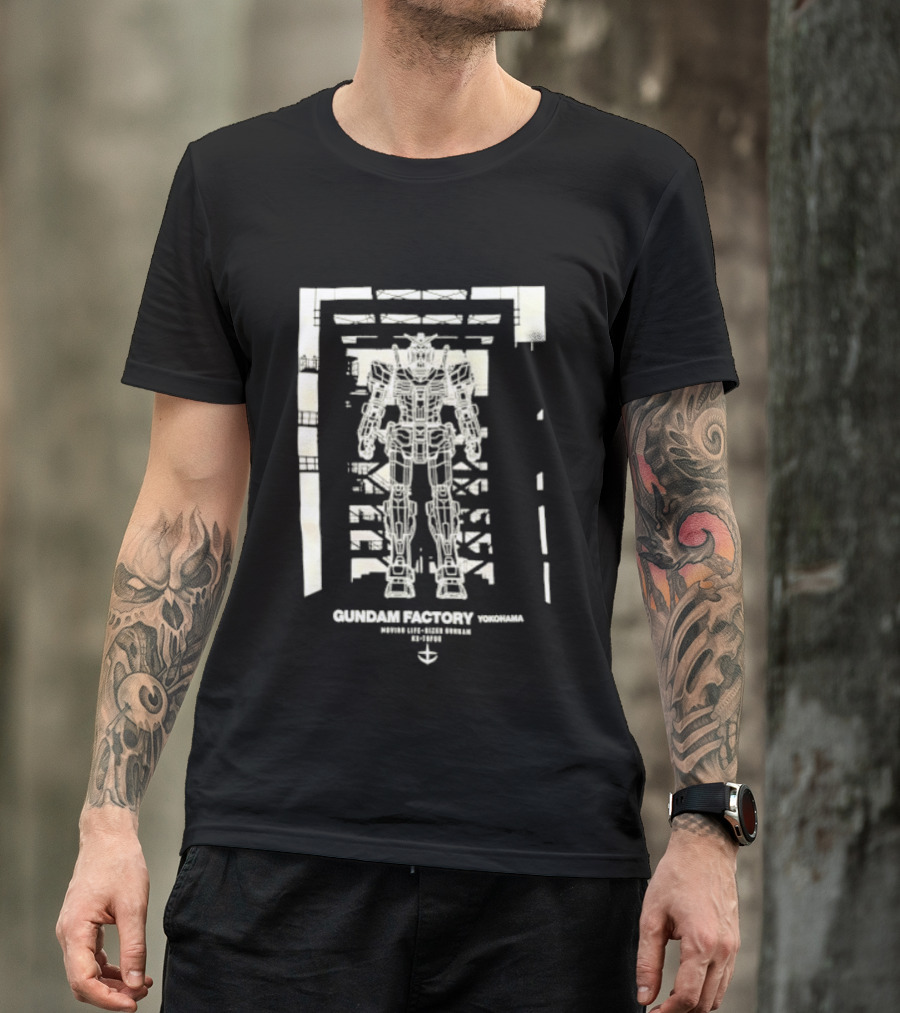 Yokohama Gundam Factory RX 78F00 Mobile Suit White Blueprint T-Shirt