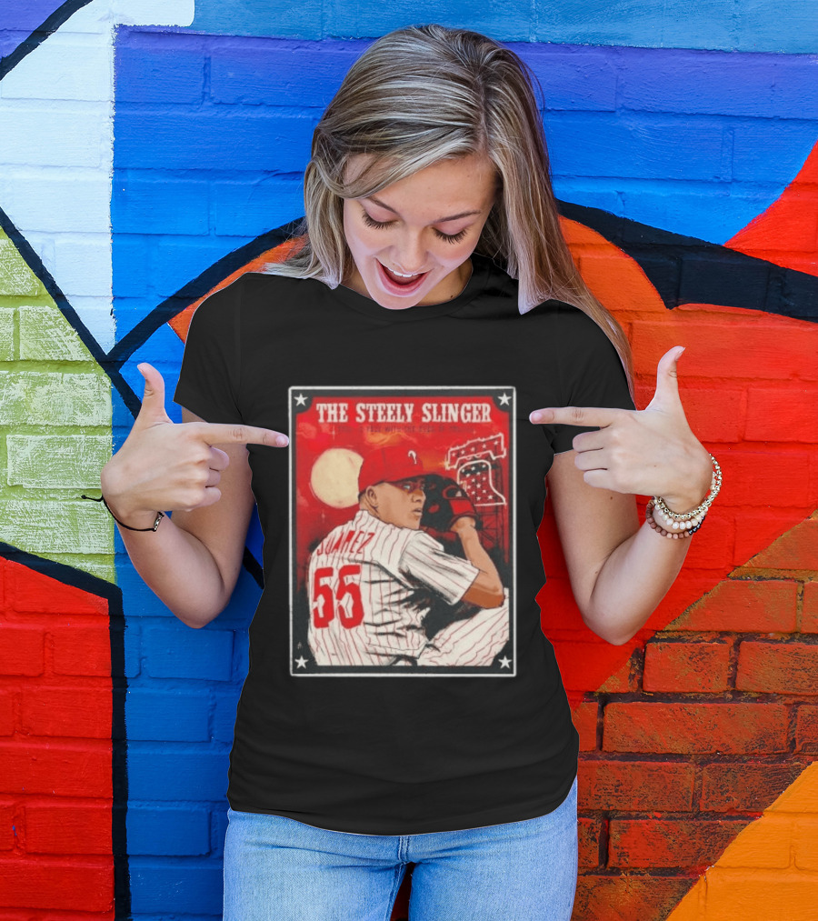 Philadelphia Phillies Ranger Suarez Steely Slinger 55 Baseball T-Shirt