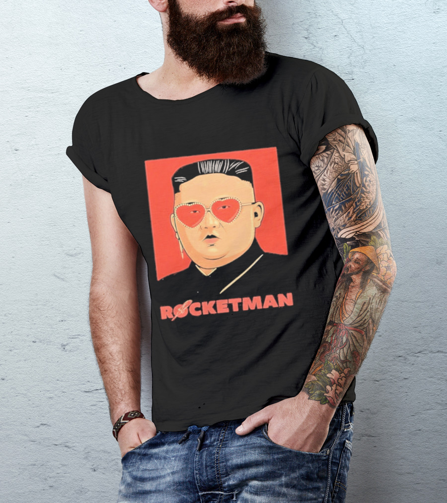 Kim Jong Un Heart Sunglasses Rocketman Meme T-Shirt