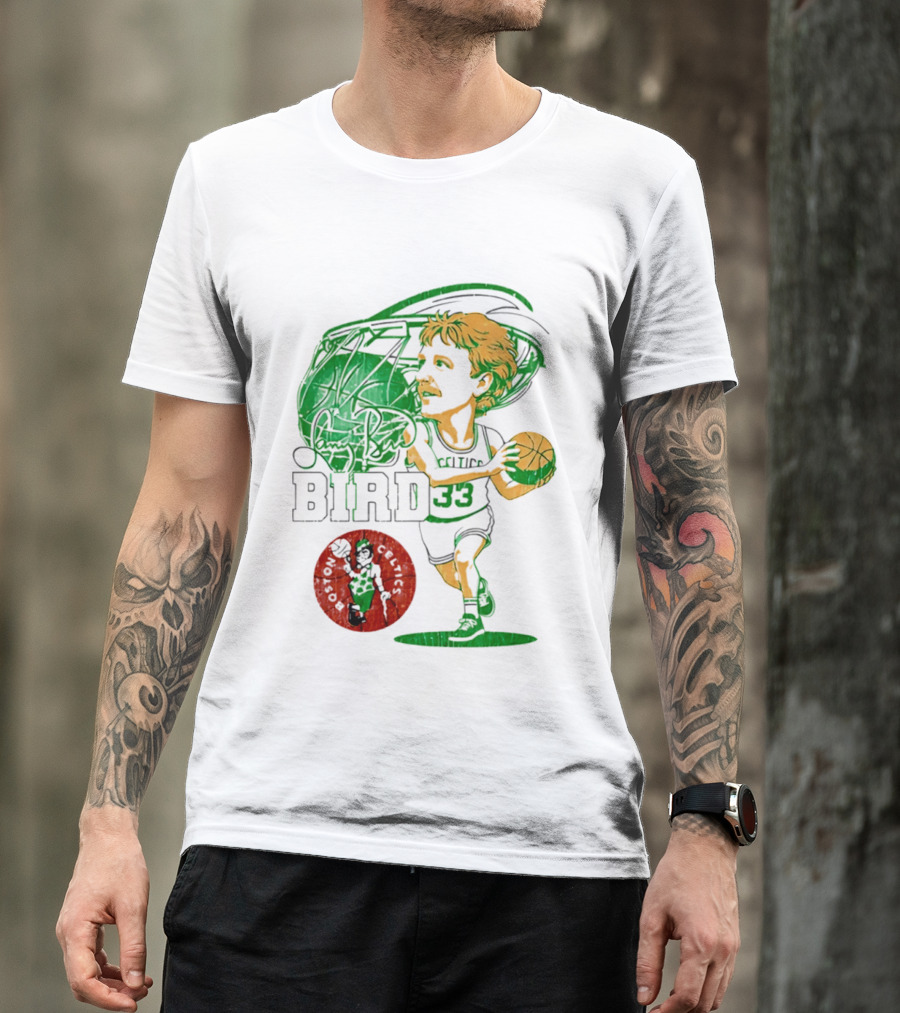 Boston Celtics Larry Bird Caricature NBA Legend 33 Basketball T-Shirt