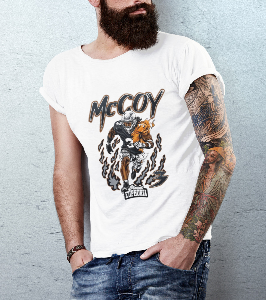 McCoy Euphoria Gridiron Burner Football Player Flames T-Shirt
