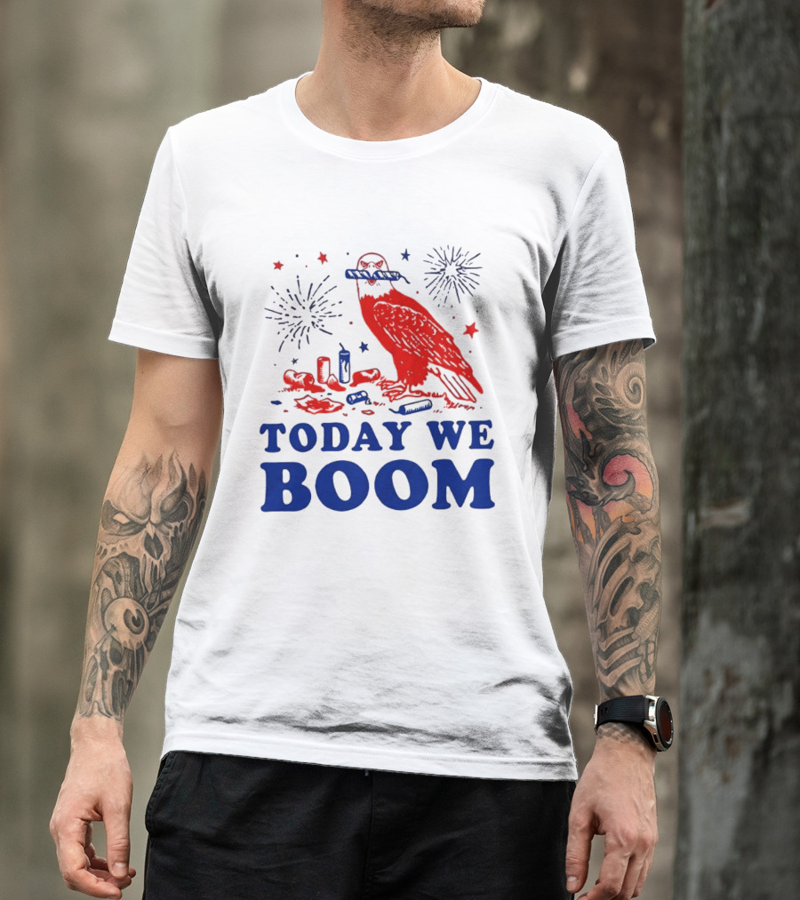 Today We Boom Bald Eagle Fireworks Celebration T-Shirt